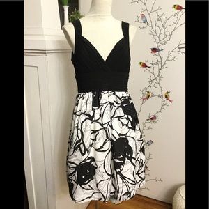 Max and Leo Floral Black and White Cocktail Dress